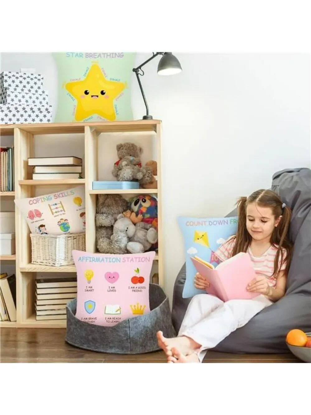 Calming Corner Pillow Covers Set of 4 Kids Room Classroom Counseling Decor Cushi